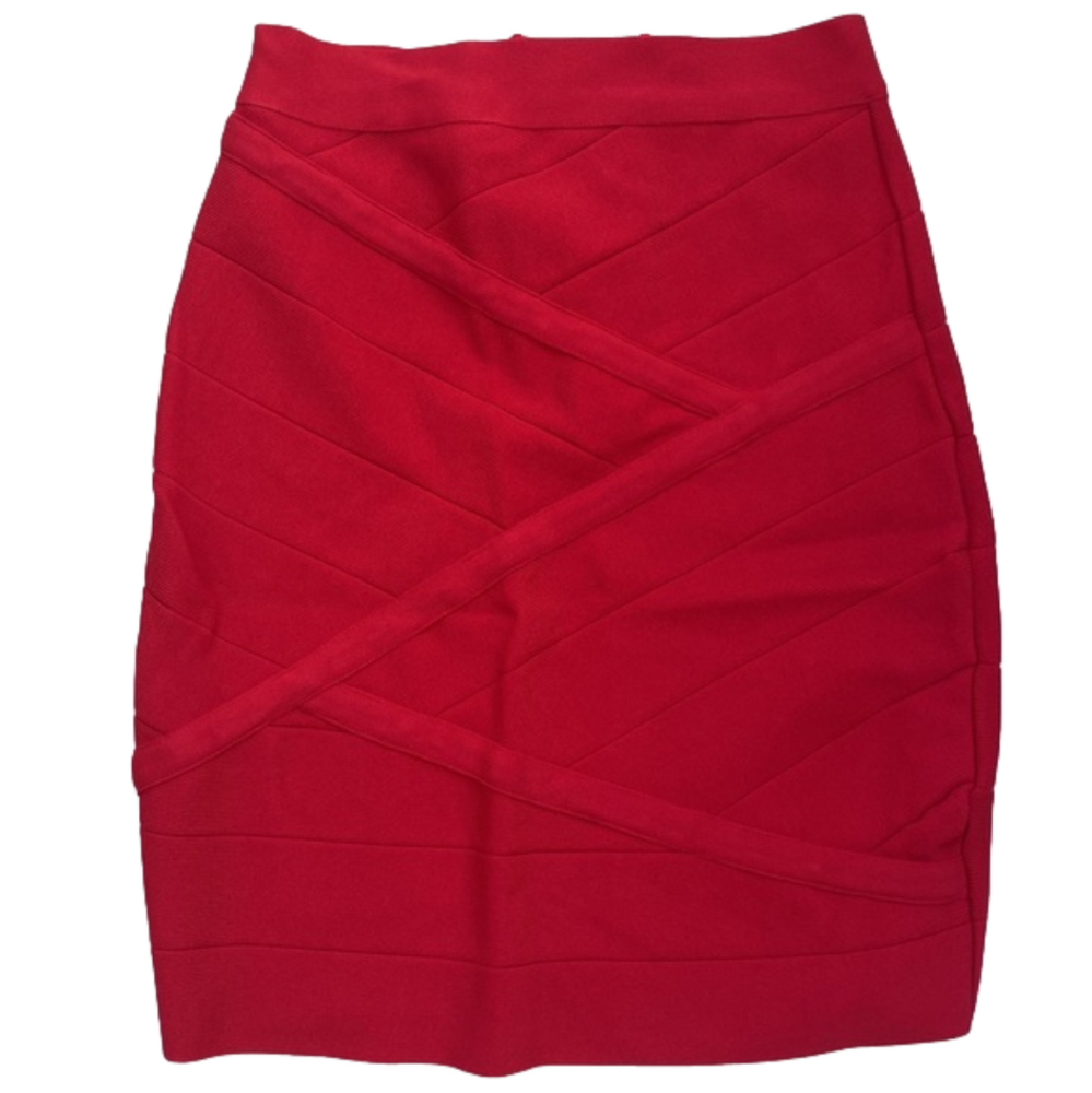 Holiday Ready with this Red knit stretch mini skirt. - Picture 1 of 5